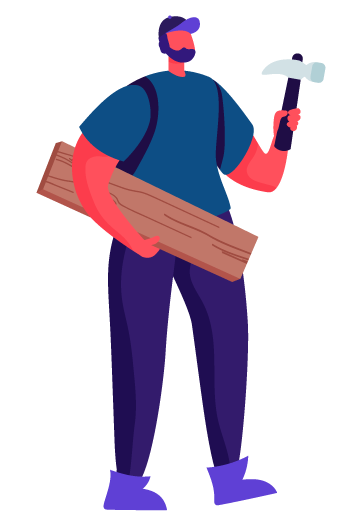 Icon Mann mit Werkzeug und Holzbrett